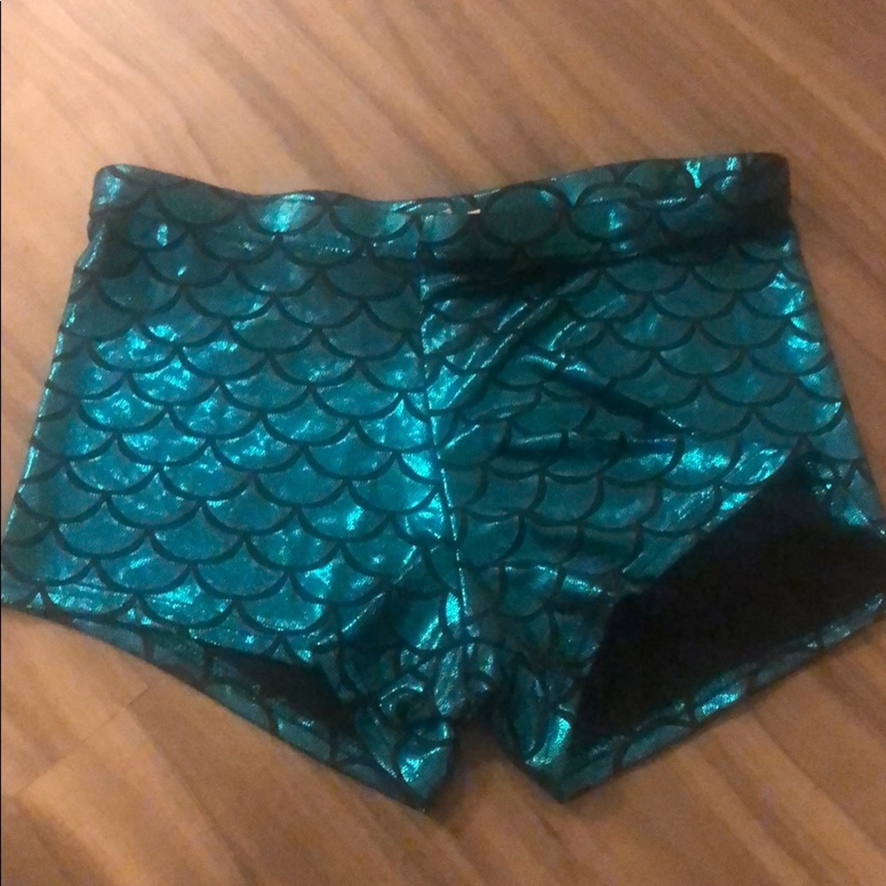 Metallic Green Scales Mermaid Booty Shorts